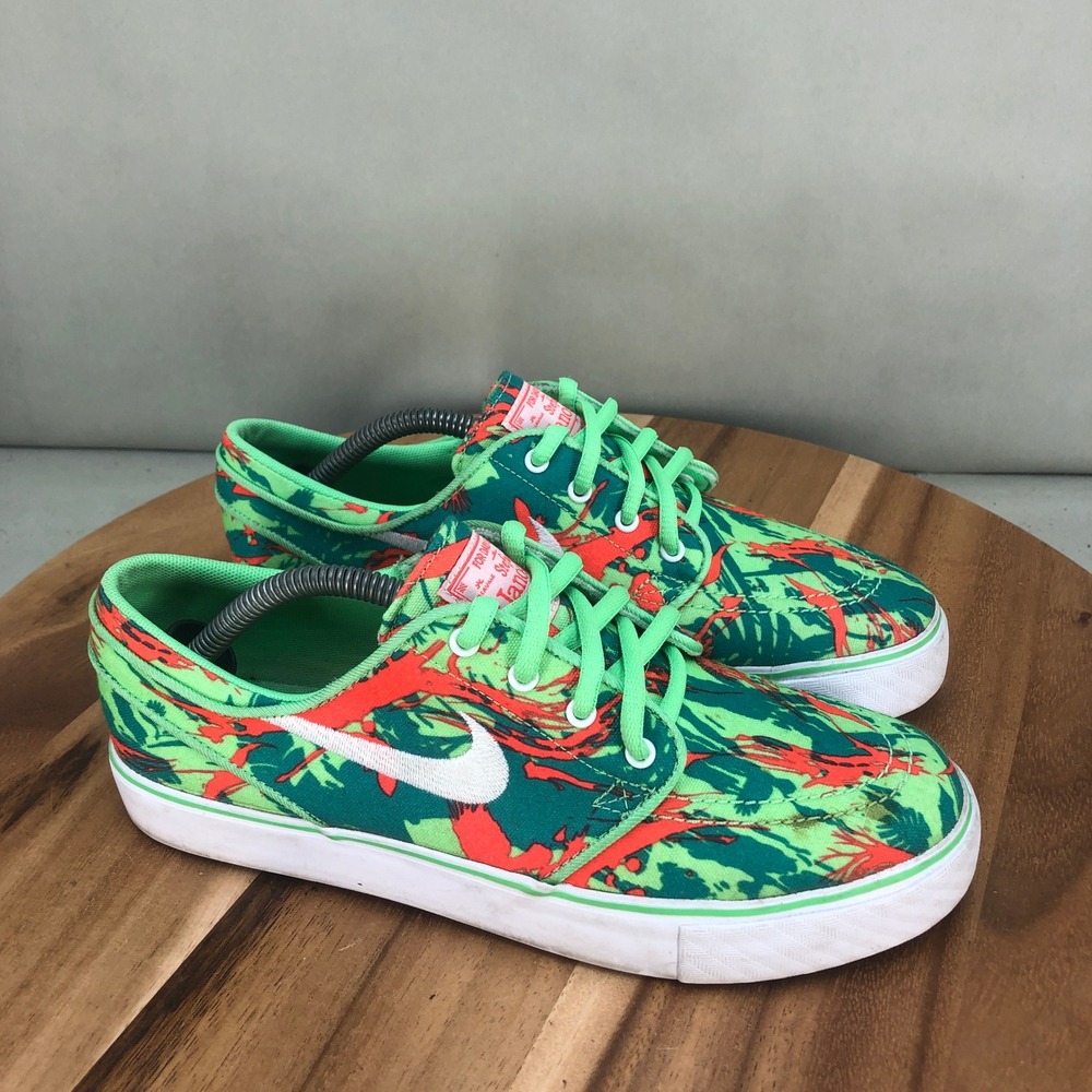 Nike SB Stefan Janoski GS Green Orange Tiger Camo Skate Shoes Youth Size 5.5Y